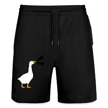 Honk Honk Goose - Short de jogging bio TRAINER Stanley/Stella unisexe - noir - Devant - Nik (191cm) & Marisol (170cm)