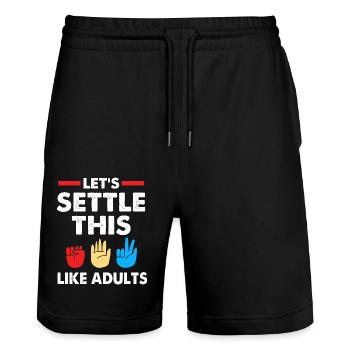 Stone scissors paper - Stanley/Stella Trainer Unisex Organic Jogging Shorts - black - Front - Nik (191cm) & Marisol (170cm)