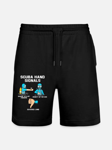 Diver Hand Sign Scuba Diving - Stanley/Stella Trainer Unisex Organic Jogging Shorts - black