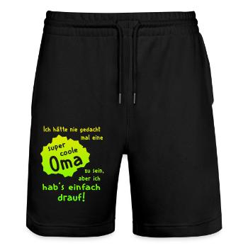 Oma - Super Cool - Stanley/Stella Unisex Bio Joggingshorts Trainer  - Schwarz - Vorne - Nik (191cm) & Marisol (170cm)