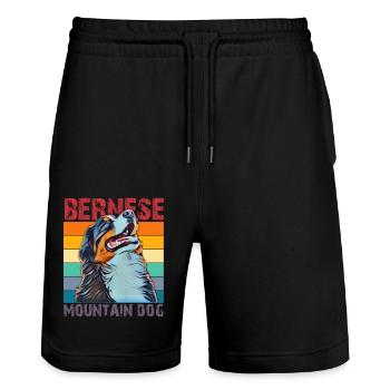 Bernese mountain dog - Stanley/Stella Trainer Unisex Organic Jogging Shorts - black - Front - Nik (191cm) & Marisol (170cm)