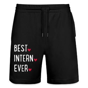 best internal ever - Stanley/Stella Trainer Unisex Organic Jogging Shorts - black - Front - Nik (191cm) & Marisol (170cm)