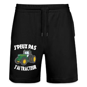 Je Peux Pas J'ai Tracteur Cadeau Agriculteur - Short de jogging bio TRAINER Stanley/Stella unisexe - noir - Devant - Nik (191cm) & Marisol (170cm)