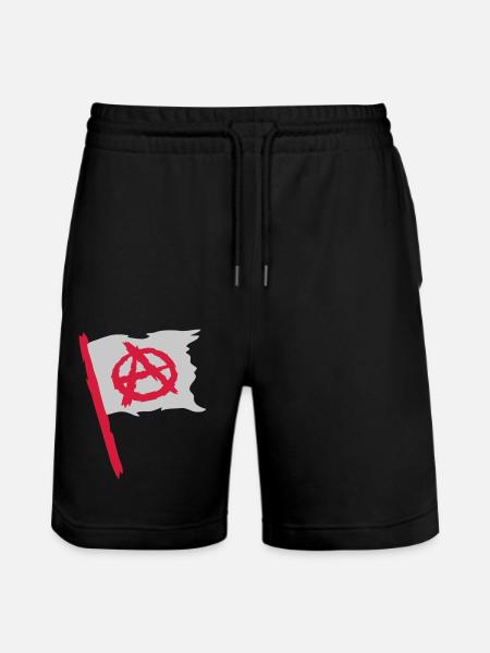 Flag anarchy symbol logo - Stanley/Stella Trainer Unisex Organic Jogging Shorts - black