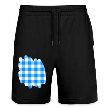 Background Bavarian check pattern - Stanley/Stella Trainer Unisex Organic Jogging Shorts - black - Front - Nik (191cm) & Marisol (170cm)