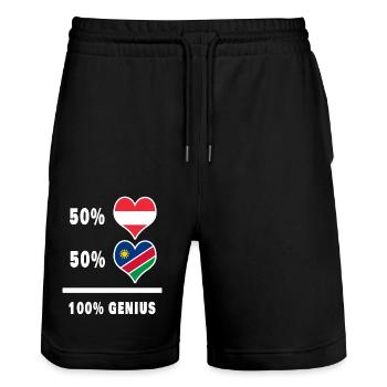 Austria and Namibia brilliant / Gift - Stanley/Stella Trainer Unisex Organic Jogging Shorts - black - Front - Nik (191cm) & Marisol (170cm)