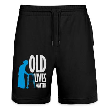 old lives matter quote - Stanley/Stella Trainer Unisex Organic Jogging Shorts - black - Front - Nik (191cm) & Marisol (170cm)