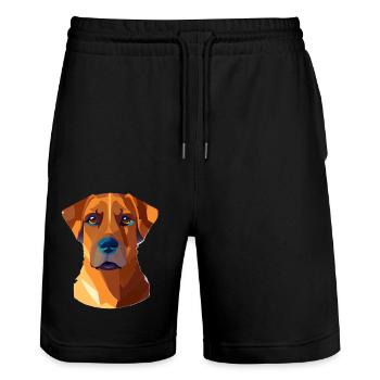 Hund Labrador Haustier Hundehalter Geschenk Hunde - Stanley/Stella Unisex Bio Joggingshorts Trainer  - Schwarz - Vorne - Nik (191cm) & Marisol (170cm)