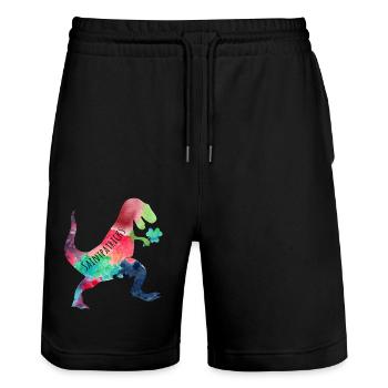 Saint Patricks Trex - Stanley/Stella Trainer Unisex Organic Jogging Shorts - black - Front - Nik (191cm) & Marisol (170cm)