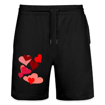 Symbol Herzen Herz Romantik Liebe herzlich - Stanley/Stella Unisex Bio Joggingshorts Trainer  - Schwarz - Vorne - Nik (191cm) & Marisol (170cm)