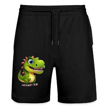 Dinosaur - Stanley/Stella Trainer Unisex Organic Jogging Shorts - black - Front - Nik (191cm) & Marisol (170cm)