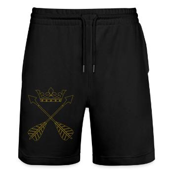 Dalarna - Stanley/Stella Unisex Bio Joggingshorts Trainer  - Schwarz - Vorne - Nik (191cm) & Marisol (170cm)