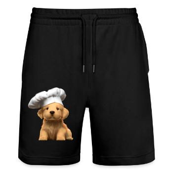Golden Retriever Cooking Dogs Gastronom Puppy - Stanley/Stella Trainer Unisex Organic Jogging Shorts - black - Front - Nik (191cm) & Marisol (170cm)