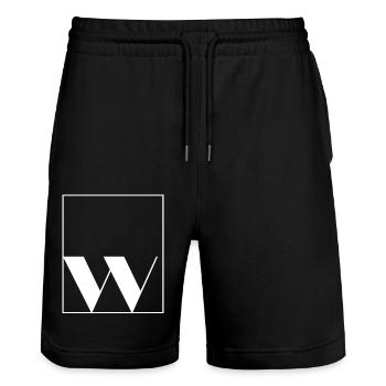 Buchstaben-Alphabet w - Stanley/Stella Unisex Bio Joggingshorts Trainer  - Schwarz - Vorne - Nik (191cm) & Marisol (170cm)