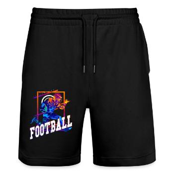 American Football USA America Sports Players Colorful - Stanley/Stella Trainer Unisex Organic Jogging Shorts - black - Front - Nik (191cm) & Marisol (170cm)