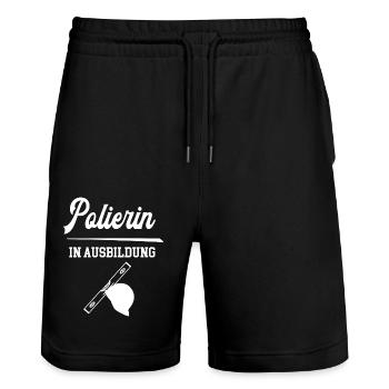 Polierin in Ausbildung Polierausbildung Bauleiter - Stanley/Stella Unisex Bio Joggingshorts Trainer  - Schwarz - Vorne - Nik (191cm) & Marisol (170cm)