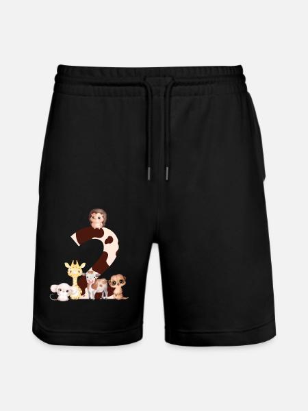 2nd Anniversary - Second Anniversary Animals - Stanley/Stella Trainer Unisex Organic Jogging Shorts - black