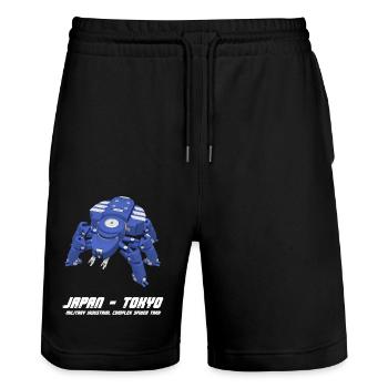 Cyberpunk Mecha A.I. Cosplay Anime Robot Tshirt - Stanley/Stella Trainer Unisex Organic Jogging Shorts - black - Front - Nik (191cm) & Marisol (170cm)