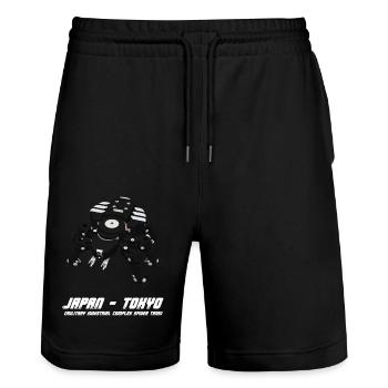 Cyberpunk Mecha A.I. Cosplay Anime Robot Tshirt - Stanley/Stella Trainer Unisex Organic Jogging Shorts - black - Front - Nik (191cm) & Marisol (170cm)