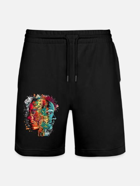 Double portraits - Stanley/Stella Trainer Unisex Organic Jogging Shorts - black