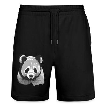 Stylized Baby Panda - Stanley/Stella Trainer Unisex Organic Jogging Shorts - black - Front - Nik (191cm) & Marisol (170cm)