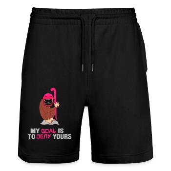 Feldhockey Hockey-Goalie Hockeyplatz Hockey - Stanley/Stella Unisex Bio Joggingshorts Trainer  - Schwarz - Vorne - Nik (191cm) & Marisol (170cm)