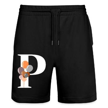 Buchstabe p Geburtstagsballon - Stanley/Stella Unisex Bio Joggingshorts Trainer  - Schwarz - Vorne - Nik (191cm) & Marisol (170cm)