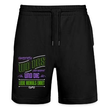 writers quote coffeecups editor book author blog - Stanley/Stella Unisex Bio Joggingshorts Trainer  - Schwarz - Vorne - Nik (191cm) & Marisol (170cm)