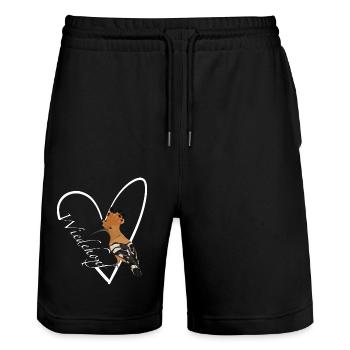 Wiedehopf Vogel Vogelbeobachter Biologe Herz - Stanley/Stella Unisex Bio Joggingshorts Trainer  - Schwarz - Vorne - Nik (191cm) & Marisol (170cm)