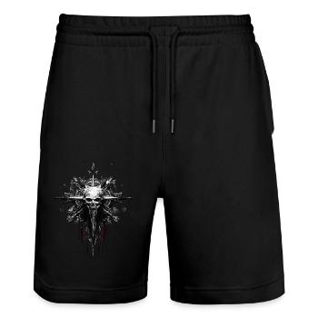 Gruseliger Schädelkreuz - Stanley/Stella Unisex Bio Joggingshorts Trainer  - Schwarz - Vorne - Nik (191cm) & Marisol (170cm)