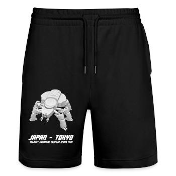 Cyberpunk Mecha A.I. Cosplay Anime Roboter T-Shirt - Stanley/Stella Unisex Bio Joggingshorts Trainer  - Schwarz - Vorne - Nik (191cm) & Marisol (170cm)