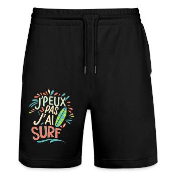 J'peux pas j'ai surf - Short de jogging bio TRAINER Stanley/Stella unisexe - noir - Devant - Nik (191cm) & Marisol (170cm)