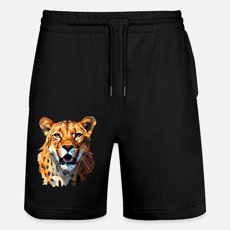 Guépard dans le style polygonal - Short de jogging bio TRAINER Stanley/Stella unisexe - noir