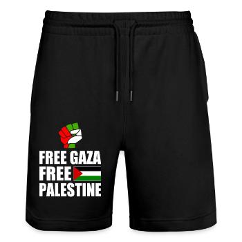 Free gaza free palestine - Stanley/Stella Unisex Bio Joggingshorts Trainer  - Schwarz - Vorne - Nik (191cm) & Marisol (170cm)