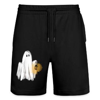 Spooky Season - Little Ghost with Lantern - Stanley/Stella Trainer Unisex Organic Jogging Shorts - black - Front - Nik (191cm) & Marisol (170cm)