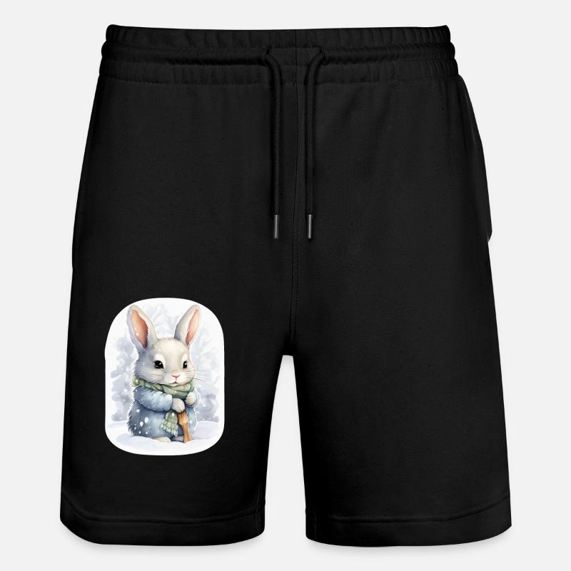 Bunny in the Snow Magic - Stanley/Stella Trainer Unisex Organic Jogging Shorts - black