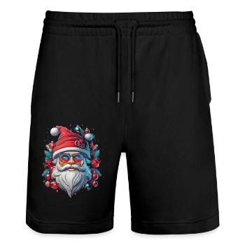 Santa Claus - Stanley/Stella Trainer Unisex Organic Jogging Shorts - black - Front - Nik (191cm) & Marisol (170cm)