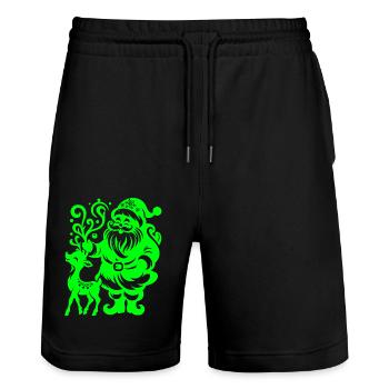 Weihnachten Weihnachtsmann Weihnachtsmann ungezogene Feiertage Winter - Stanley/Stella Unisex Bio Joggingshorts Trainer  - Schwarz - Vorne - Nik (191cm) & Marisol (170cm)