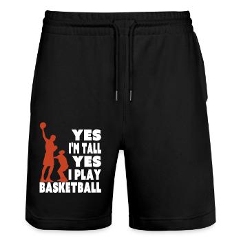 Yes I Am Tall I Play Basketball Funny Tall Player - Short de jogging bio TRAINER Stanley/Stella unisexe - noir - Devant - Nik (191cm) & Marisol (170cm)