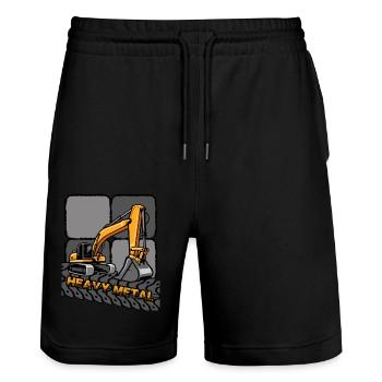 Bagger Baggerführer "Digger" Baggerschaufel - Stanley/Stella Unisex Bio Joggingshorts Trainer  - Schwarz - Vorne - Nik (191cm) & Marisol (170cm)