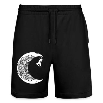 Alpiniste sur la lune - Short de jogging bio TRAINER Stanley/Stella unisexe - noir - Devant - Nik (191cm) & Marisol (170cm)