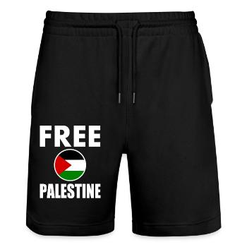 Free palestine - Stanley/Stella Unisex Bio Joggingshorts Trainer  - Schwarz - Vorne - Nik (191cm) & Marisol (170cm)