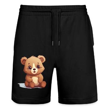 Ourson - Short de jogging bio TRAINER Stanley/Stella unisexe - noir - Devant - Nik (191cm) & Marisol (170cm)