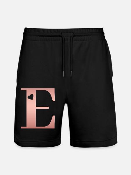 Letter E Rose Gold - Stanley/Stella Trainer Unisex Organic Jogging Shorts - black