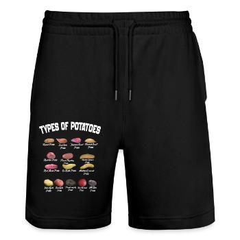 Arten von Kartoffeln - Stanley/Stella Unisex Bio Joggingshorts Trainer  - Schwarz - Vorne - Nik (191cm) & Marisol (170cm)