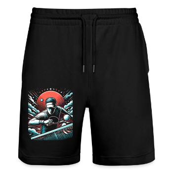 Ping Pong - Short de jogging bio TRAINER Stanley/Stella unisexe - noir - Devant - Nik (191cm) & Marisol (170cm)
