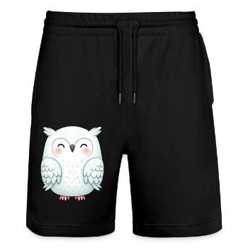 Harfang des neiges mignon Kawaii hibou Motif mignon - Short de jogging bio TRAINER Stanley/Stella unisexe - noir - Devant - Nik (191cm) & Marisol (170cm)