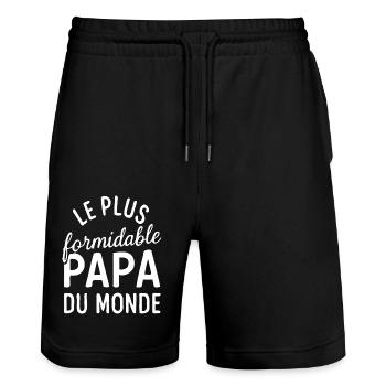 une belle idée cadeau pour la fete des père - Short de jogging bio TRAINER Stanley/Stella unisexe - noir - Devant - Nik (191cm) & Marisol (170cm)