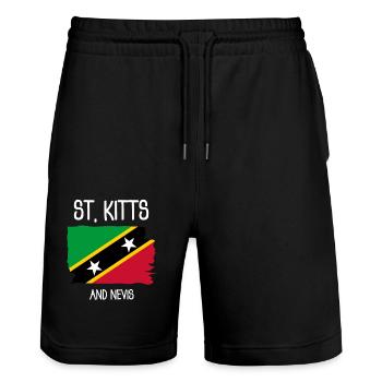 Saint Kitts and Nevis - Caribbean - West Indies - Stanley/Stella Trainer Unisex Organic Jogging Shorts - black - Front - Nik (191cm) & Marisol (170cm)