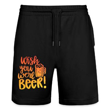 Wish You Beer Were - Stanley/Stella Unisex Bio Joggingshorts Trainer  - Schwarz - Vorne - Nik (191cm) & Marisol (170cm)